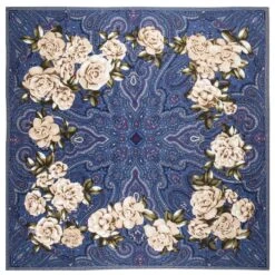 Bandana Fleurs Blanches -RoyalBandana Shop Bandana Fleurs Blanches bleu