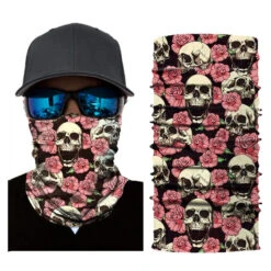 Bandana Tête De Mort Rose Fleurit | RoyalBandana -RoyalBandana Shop Bandanatetedemortrosefleuritensemble